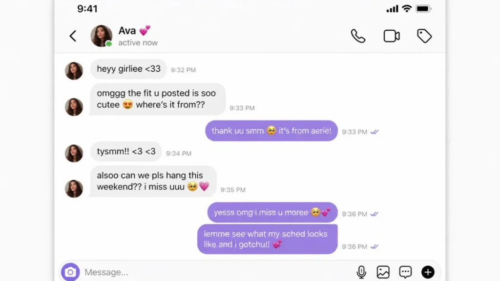 Real examples of CLFS used in text messages from a girl.