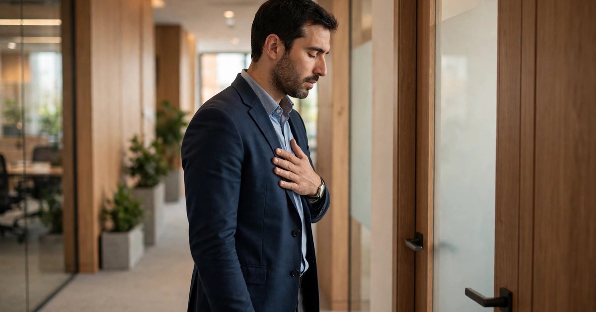 Bite the Bullet Meaning at work &mdash; a man preparing for a hard conversation with his boss