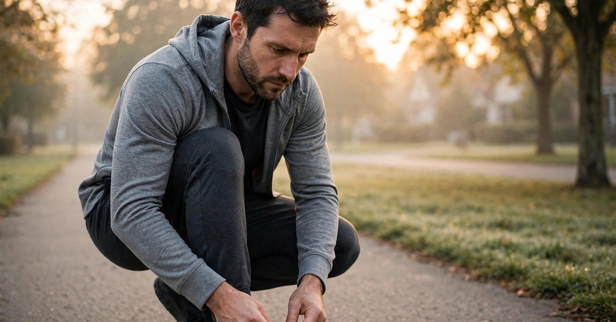 Bite the Bullet Meaning in fitness &mdash; a man starting an early workout he had been putting off