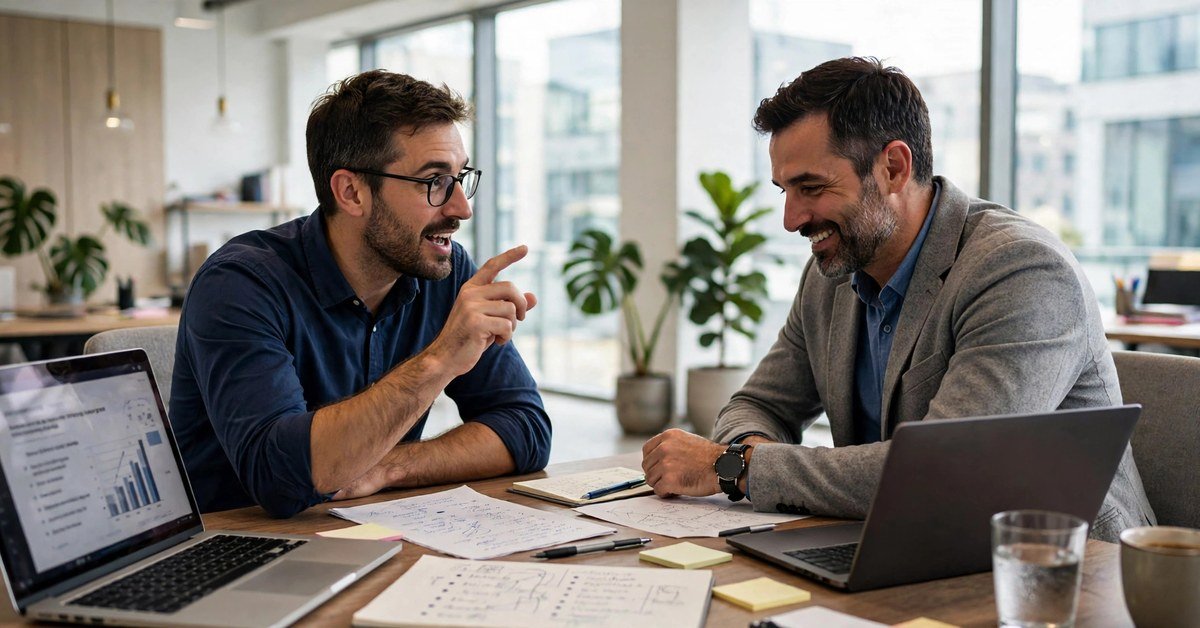 man in a meeting nodding as his colleague makes the perfect point